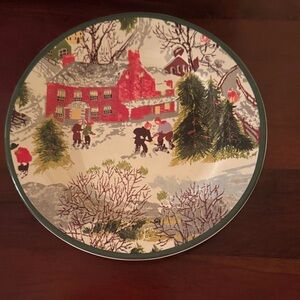 Charming Winter Village Scene Plate